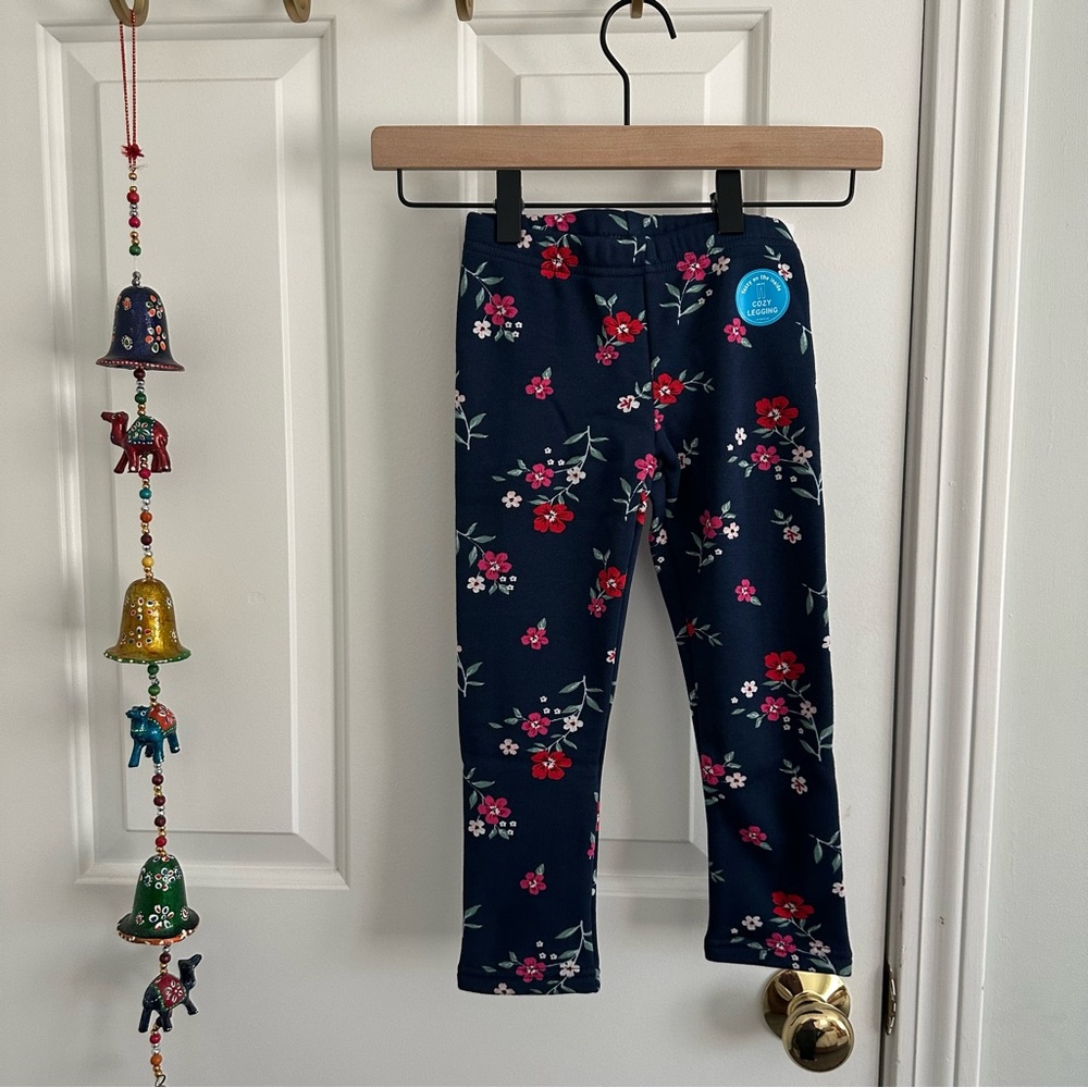 Carter's Fleece Lined Leggings with Floral Pattern 5T